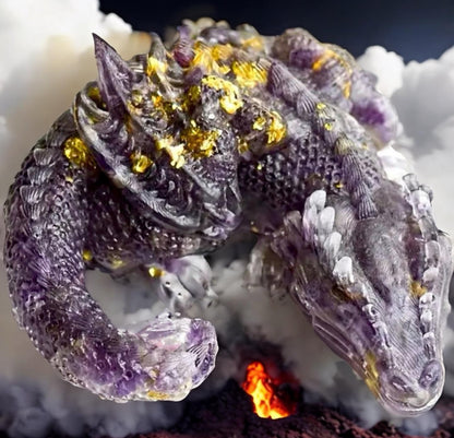 3 1/2" Natural Amethyst Crystal Sleeping Dragon