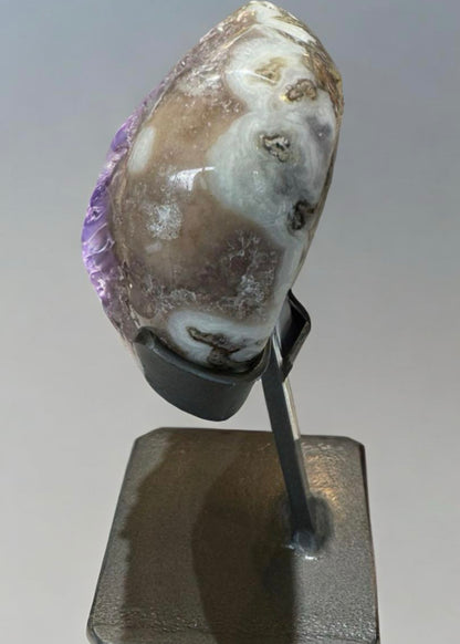 Polished Crystal 4.5 inch Amethyst Heart on a Metal Stand