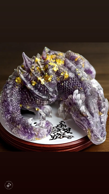 3 1/2" Natural Amethyst Crystal Sleeping Dragon