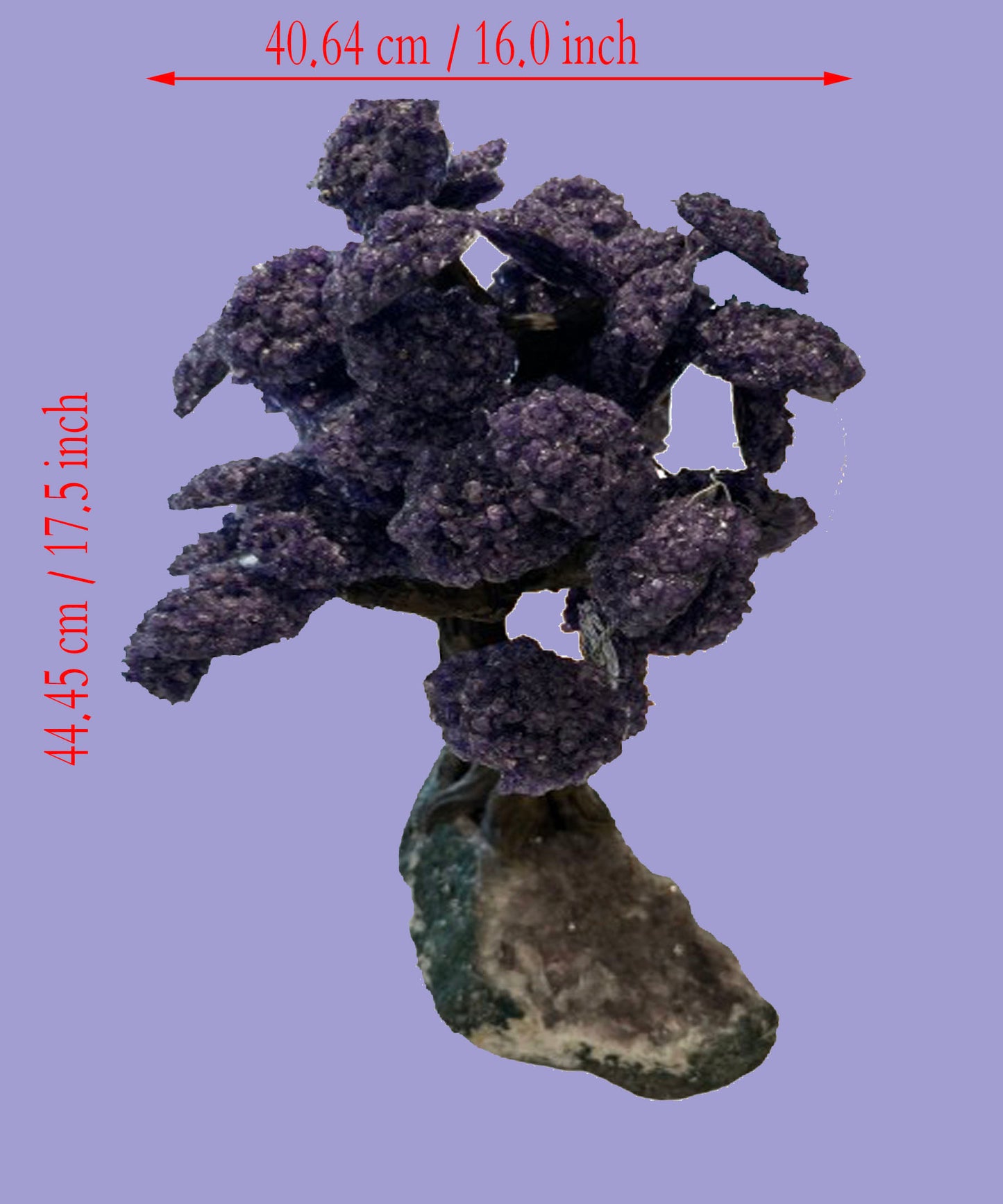 17.5 Inch Genuine Amethyst Tree (Clustered Gemstone Trees with faux bonsai tree trunk on Matrix)