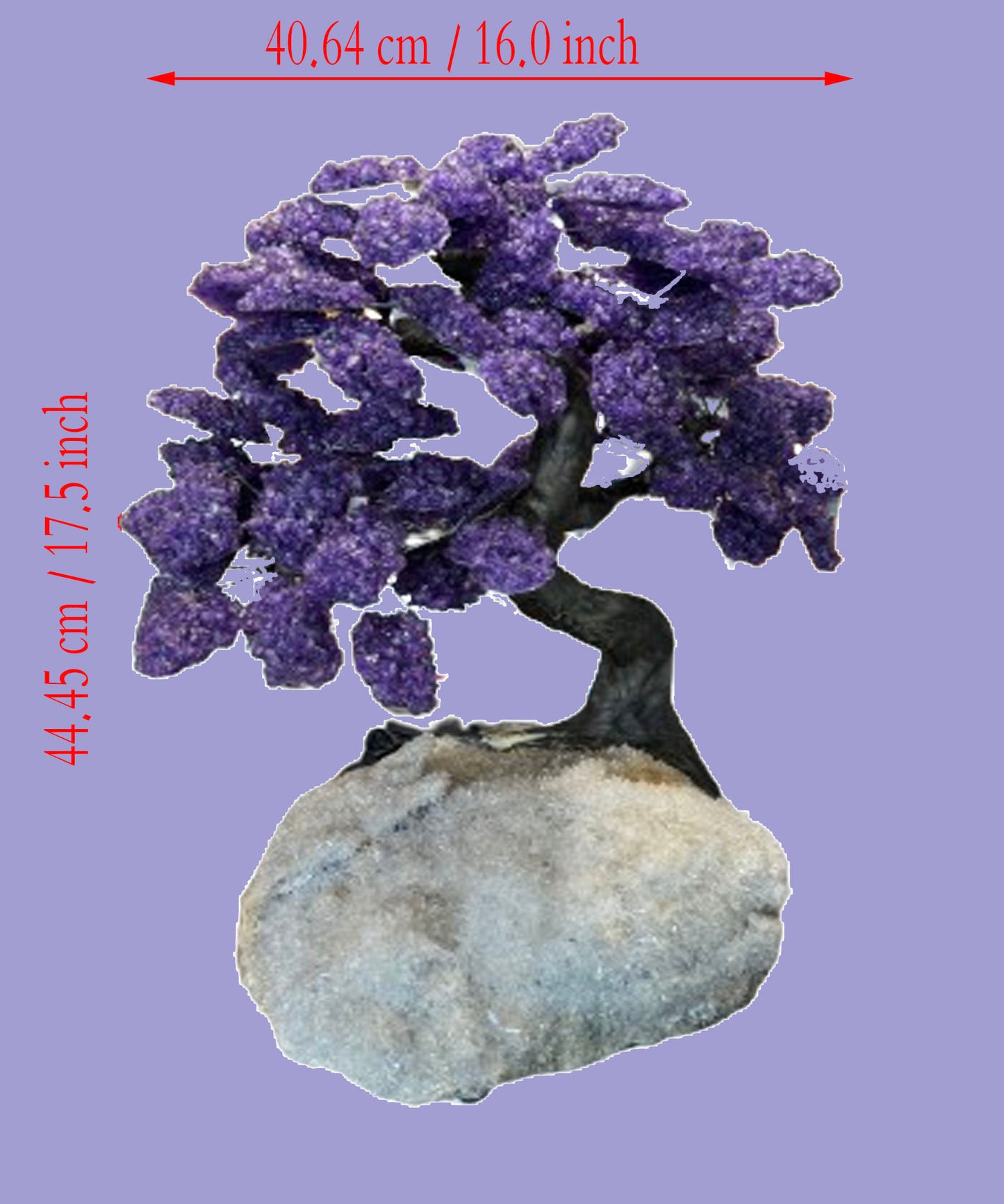 17.5 Inch Genuine Amethyst Tree (Clustered Gemstone Trees with faux bonsai tree trunk on Matrix)