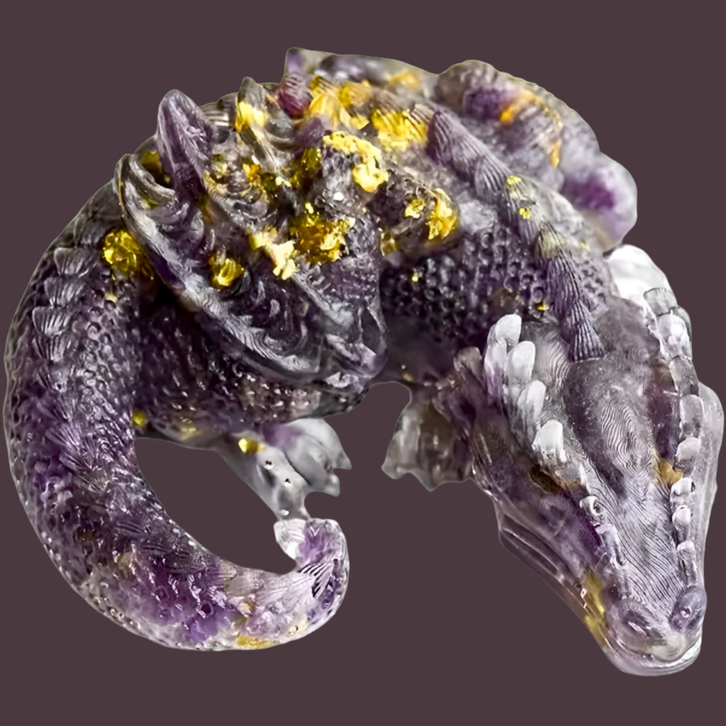 3 1/2" Natural Amethyst Crystal Sleeping Dragon