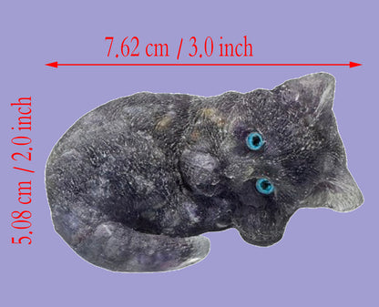 3 inch  Natural Crystal Macadam Epoxy Amethyst Cat