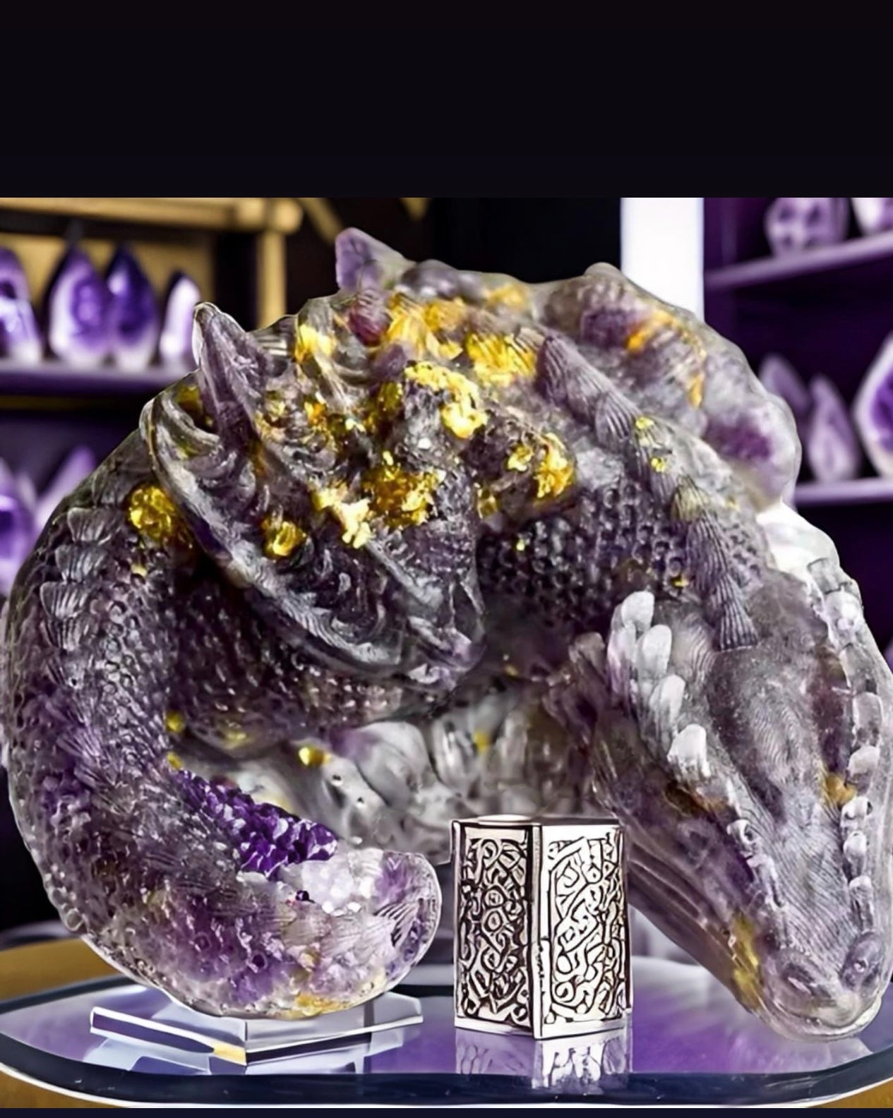 3 1/2" Natural Amethyst Crystal Sleeping Dragon