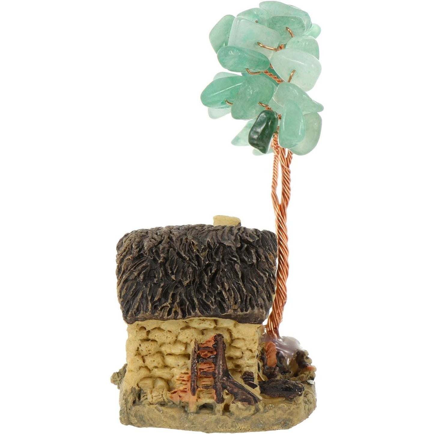 Feng Shui Crystal Green Crystal Money Tree with Miniature House