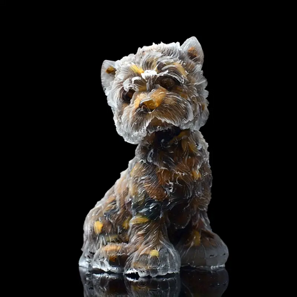 3.14 Inches Genuine Brazilian Handmade Crystal Resin Ornament Yorkshire Terrier