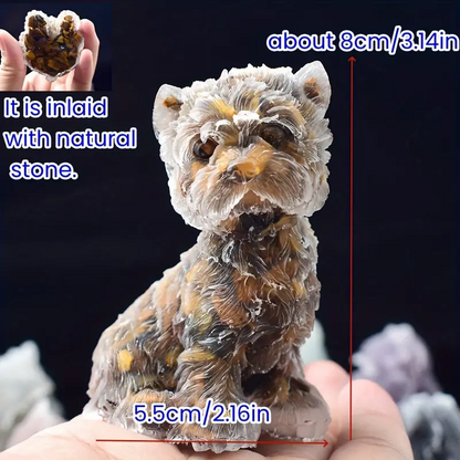 3.14 Inches Genuine Brazilian Handmade Crystal Resin Ornament Yorkshire Terrier