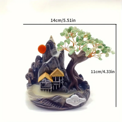 Ceramic Chakra Tree House Incense Burner