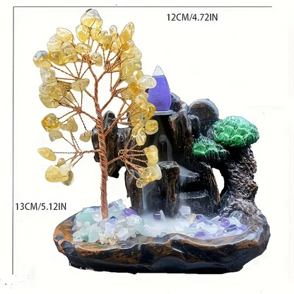 Ceramic Chakra Tree House Incense Burner