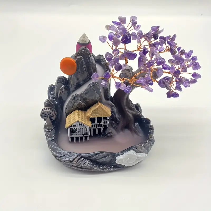 Ceramic Chakra Tree House Incense Burner