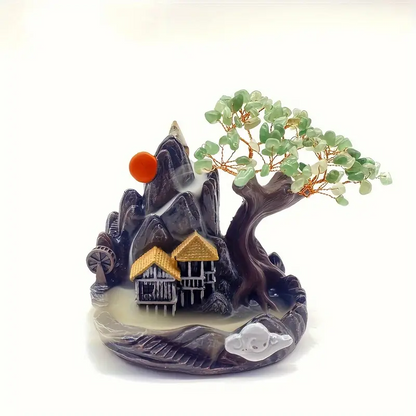 Ceramic Chakra Tree House Incense Burner