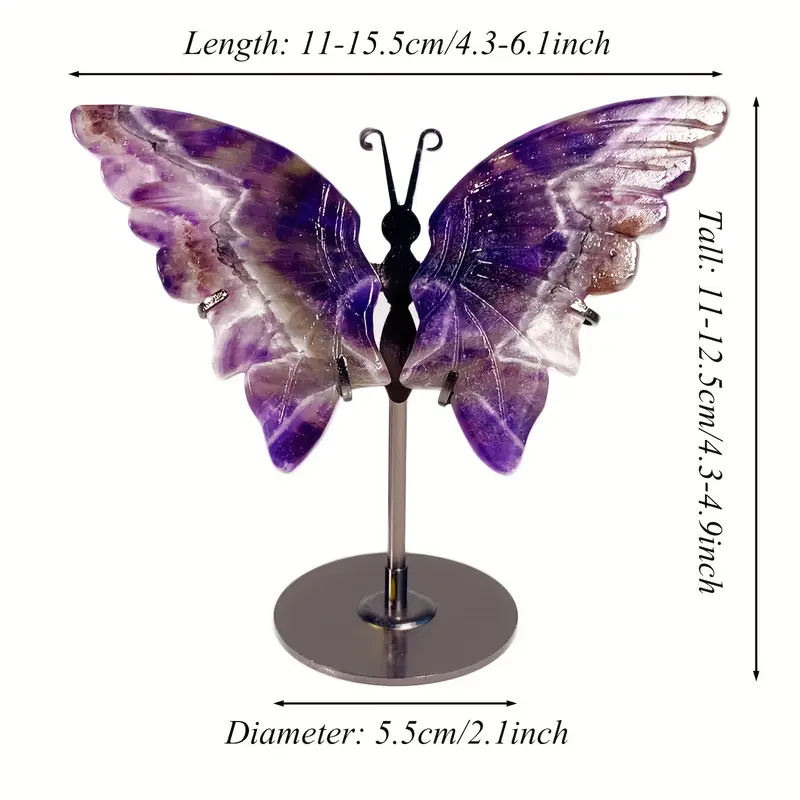 4.3 - 4.7 inch Tall Brazilian Amethyst Butterfly Wings with stand