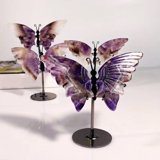 4.3 - 4.7 inch Tall Brazilian Amethyst Butterfly Wings with stand