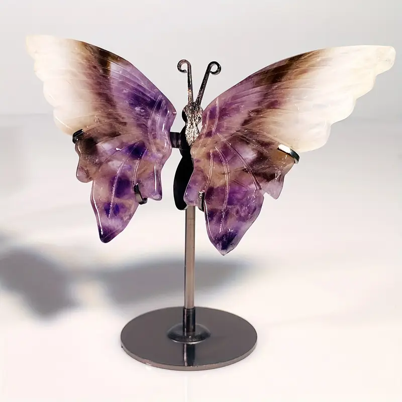 4.3 - 4.7 inch Tall Brazilian Amethyst Butterfly Wings with stand