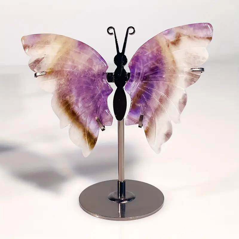 4.3 - 4.7 inch Tall Brazilian Amethyst Butterfly Wings with stand