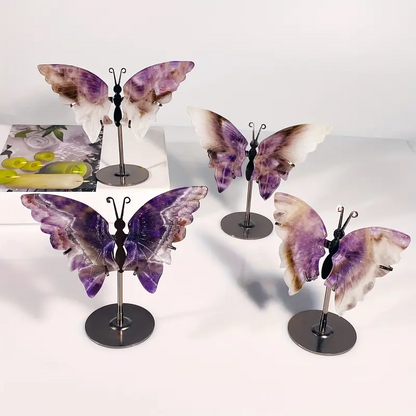 4.3 - 4.7 inch Tall Brazilian Amethyst Butterfly Wings with stand