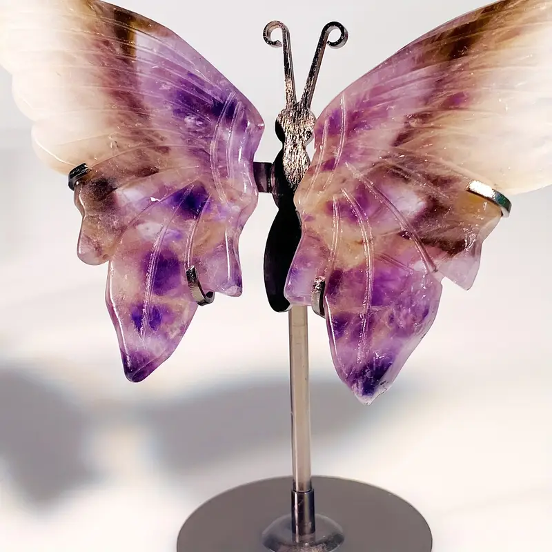 4.3 - 4.7 inch Tall Brazilian Amethyst Butterfly Wings with stand