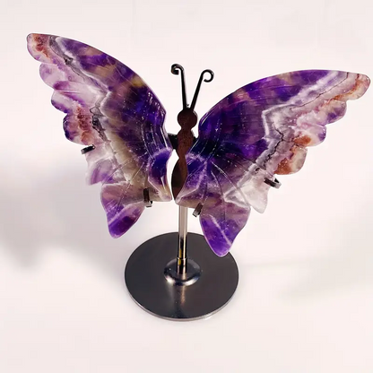 4.3 - 4.7 inch Tall Brazilian Amethyst Butterfly Wings with stand