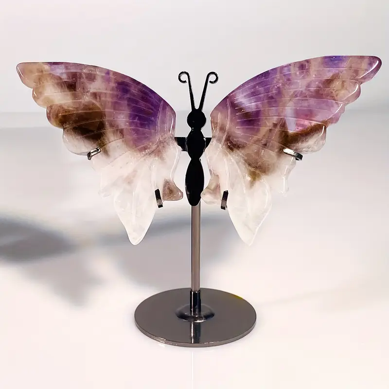 4.3 - 4.7 inch Tall Brazilian Amethyst Butterfly Wings with stand