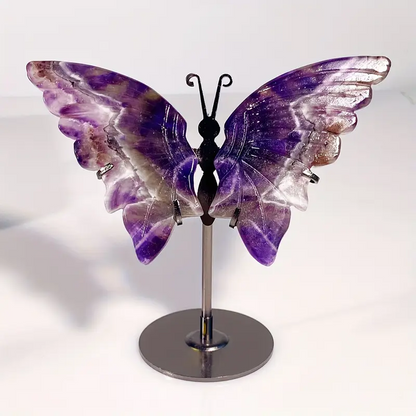 4.3 - 4.7 inch Tall Brazilian Amethyst Butterfly Wings with stand