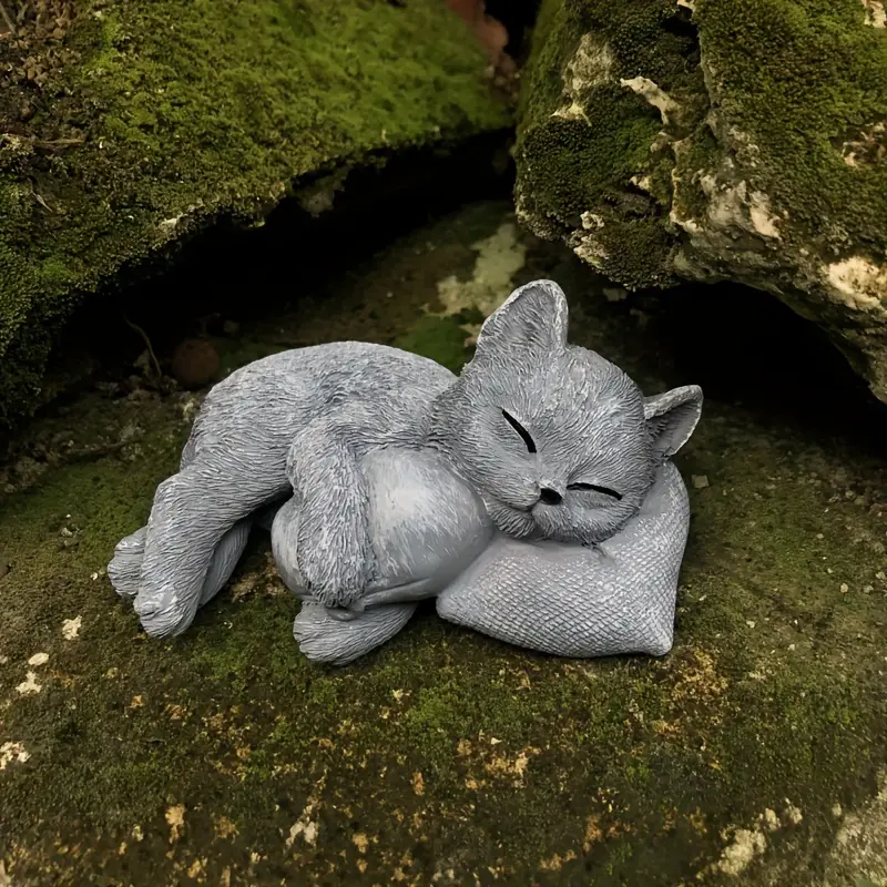 4.33 inch Sleeping Cat Resin Sculpture