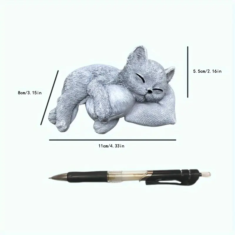 4.33 inch Sleeping Cat Resin Sculpture