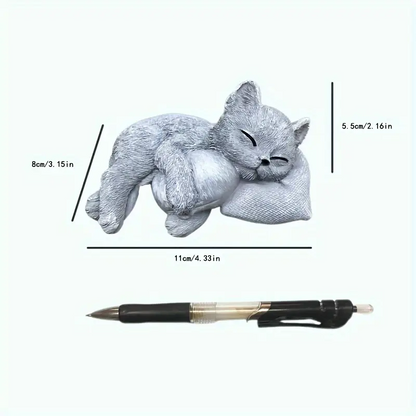 4.33 inch Sleeping Cat Resin Sculpture