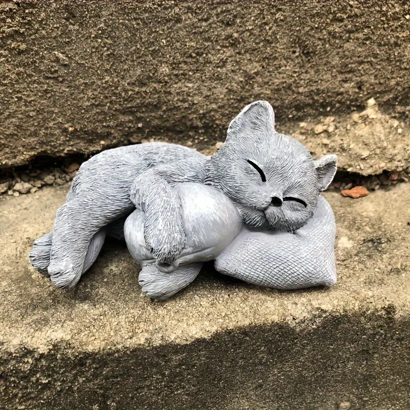 4.33 inch Sleeping Cat Resin Sculpture