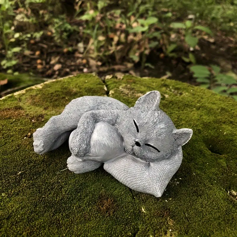 4.33 inch Sleeping Cat Resin Sculpture