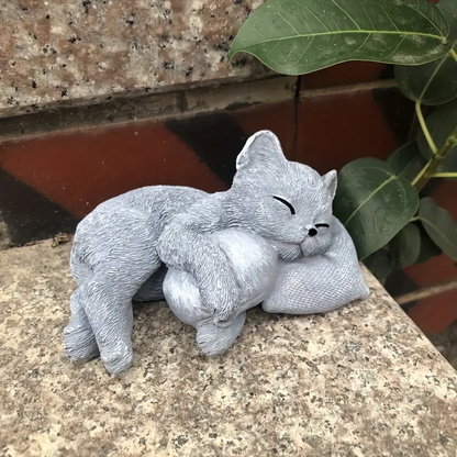 4.33 inch Sleeping Cat Resin Sculpture