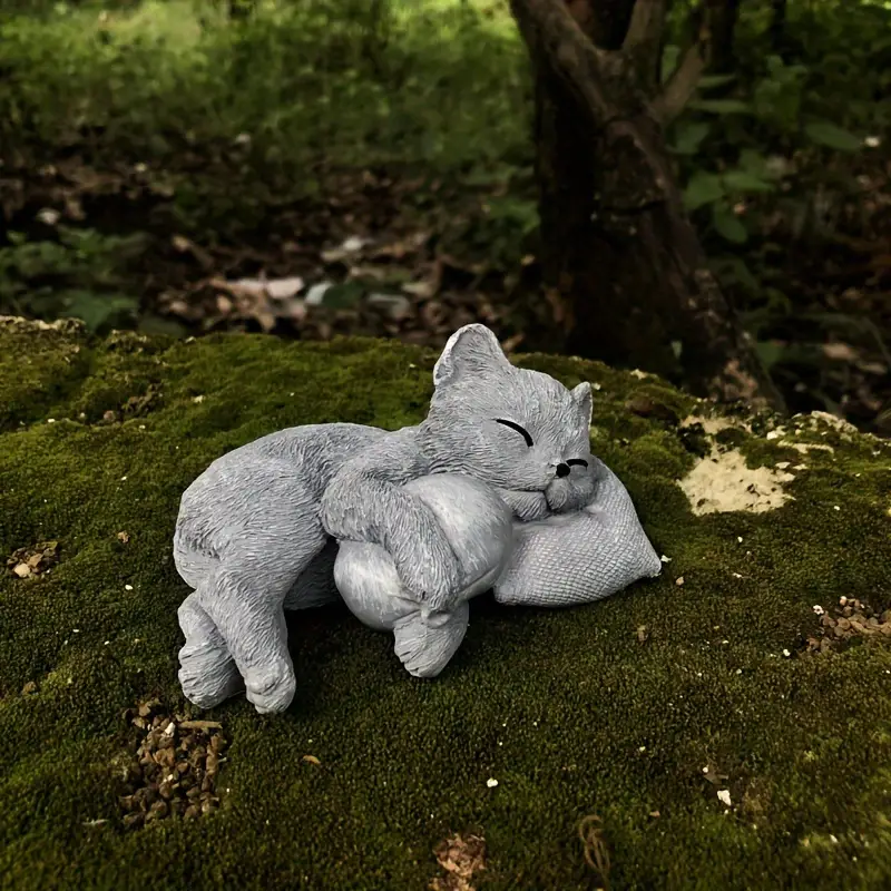 4.33 inch Sleeping Cat Resin Sculpture