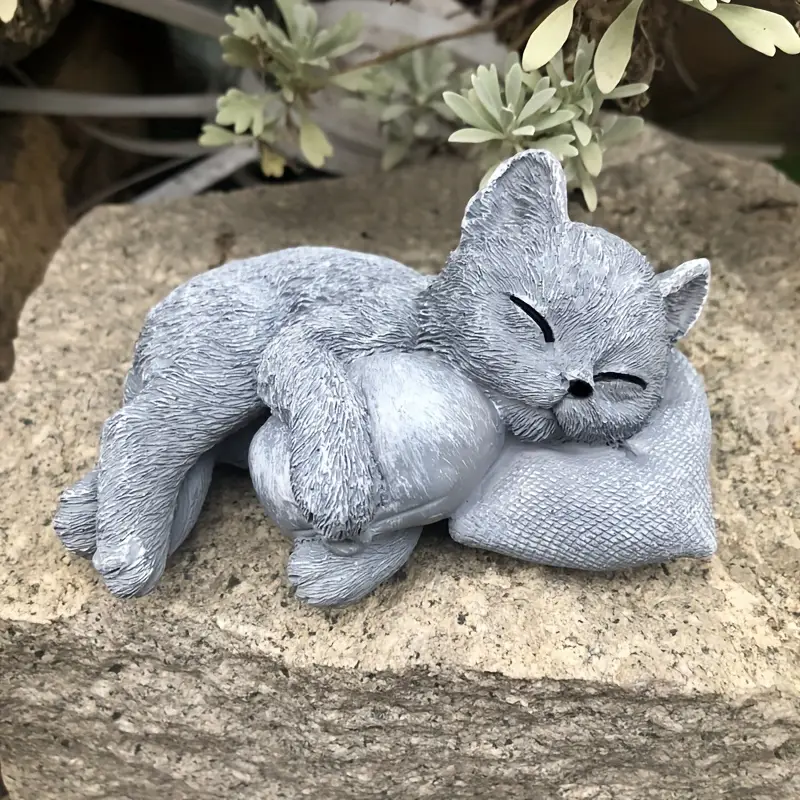 4.33 inch Sleeping Cat Resin Sculpture