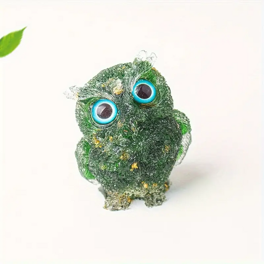 2.36 inch  Genuine Crystal Macadam Epoxy Emerald Owl