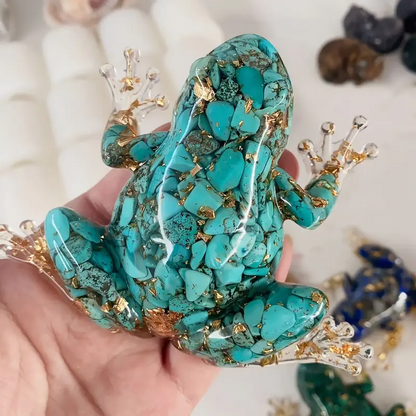 5 Inches Genuine Brazilian Handmade Crystal Resin Ornament Frogs