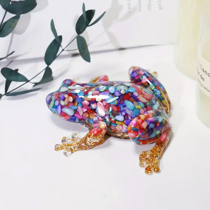 5 Inches Genuine Brazilian Handmade Crystal Resin Ornament Frogs