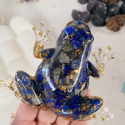 5 Inches Genuine Brazilian Handmade Crystal Resin Ornament Frogs