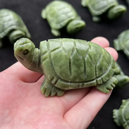 3.31 Inches Genuine Myanmar Green Jade Handmade Turtle