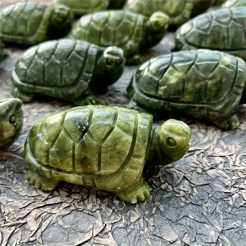 3.31 Inches Genuine Myanmar Green Jade Handmade Turtle