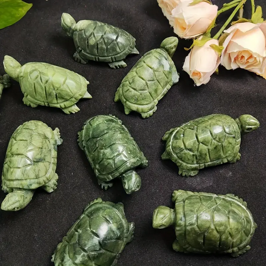 3.31 Inches Genuine Myanmar Green Jade Handmade Turtle