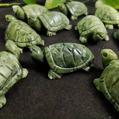 3.31 Inches Genuine Myanmar Green Jade Handmade Turtle