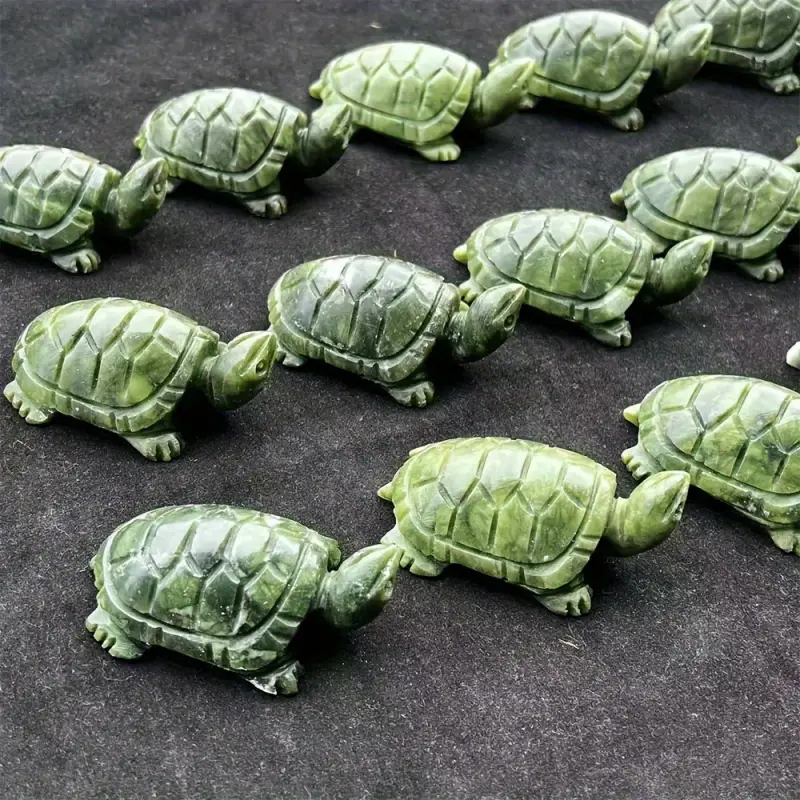 3.31 Inches Genuine Myanmar Green Jade Handmade Turtle