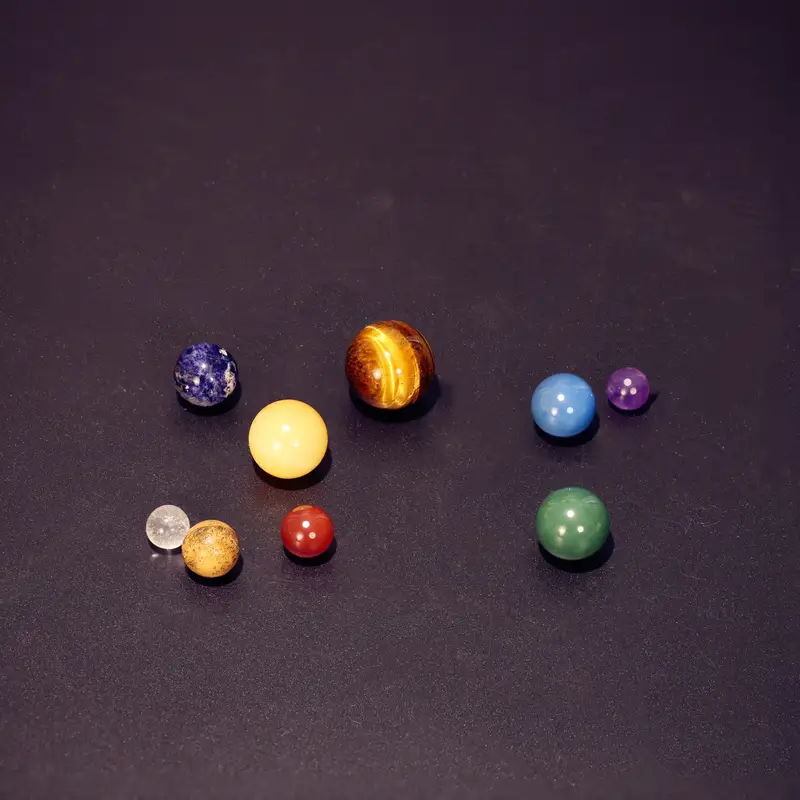 Genuine Brazilian Crystal Ball, Nine Planets Enclosed in a Wooden Gift Box