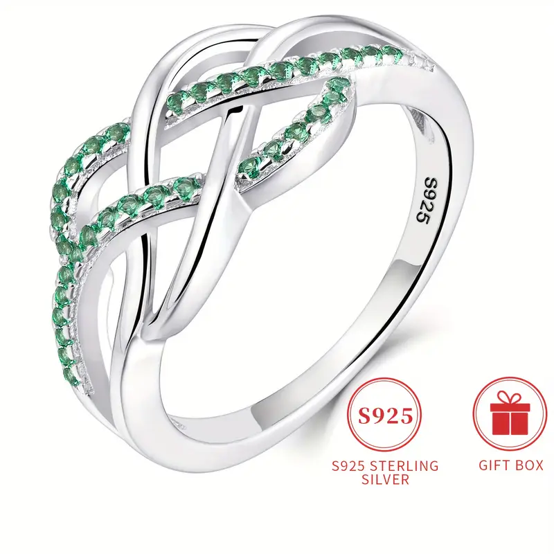 Elegant 925 Sterling Silvery Ring with Emerald