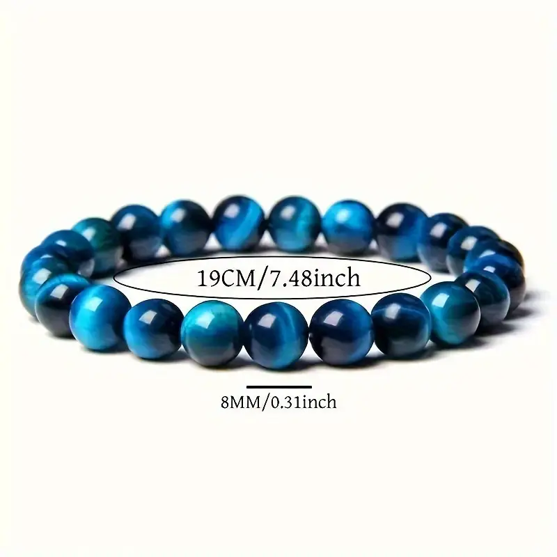 8 mm Natural Stone Blue Tiger Eye Bracelet