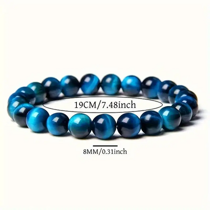 8 mm Natural Stone Blue Tiger Eye Bracelet