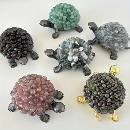 4.53 inch  Large Somimi Metal Crystal Garnet Turtle Figurine