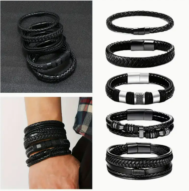 Faux Leather Braided Stacking Bracelets