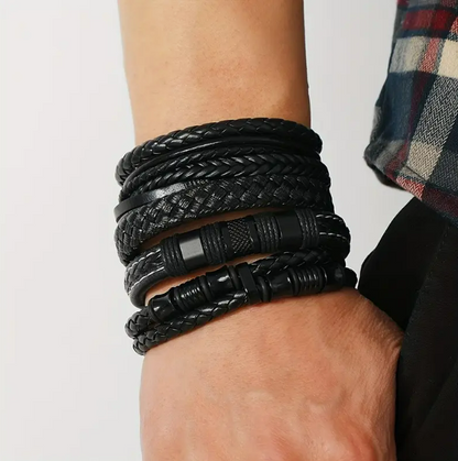 Faux Leather Braided Stacking Bracelets