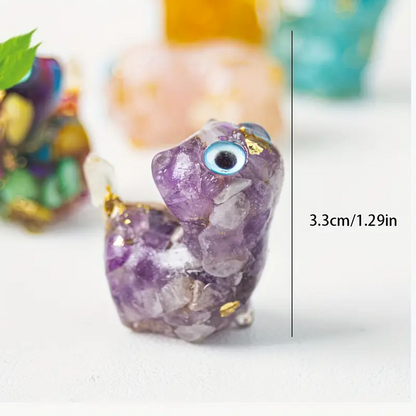 1.29 inch Mini Genuine Brazilian Crystal Cat Statue Resin