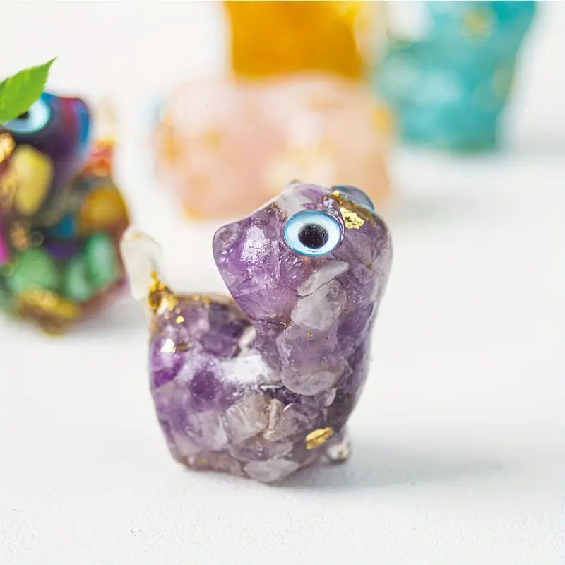 1.29 inch Mini Genuine Brazilian Crystal Cat Statue Resin